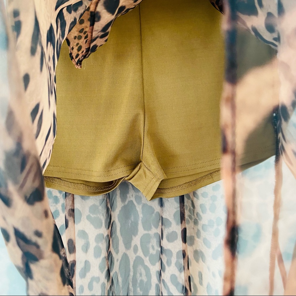 San joy leopard print asymmetrical high low  mini skirt - Picture 9 of 10